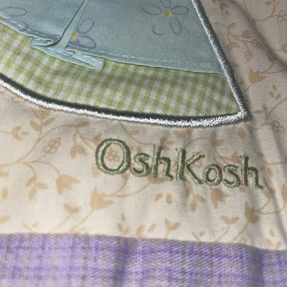 OshKosh Baby Patch Work Comforter Quilt Pastel Dresses‎ Floral 44x38 Pink